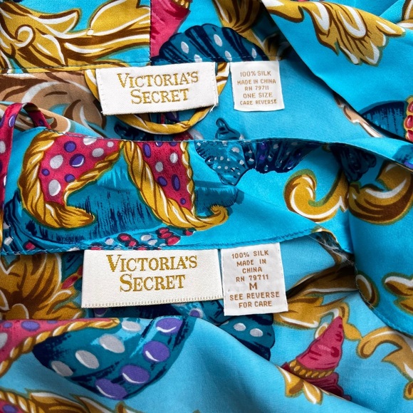 VINTAGE VICTORIA’S SECRET GOLD LABEL MERMAIDCORE CHEMISE SLIP DRESS & ROBE SZ M - Picture 5 of 9